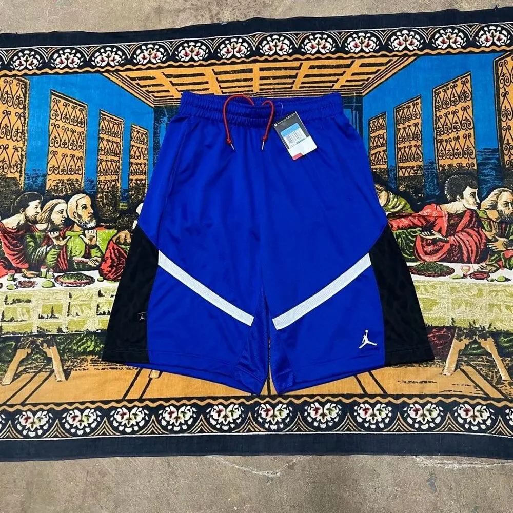 Blue Jordan mesh shorts NWT men medium 10inch inseam basketball baggy sportswear